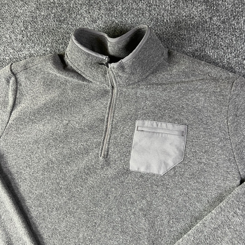 Adidas Golf Fleece Jacket Mens 2XL Gray Quarter Zip Mock Neck Long Sleeve Active